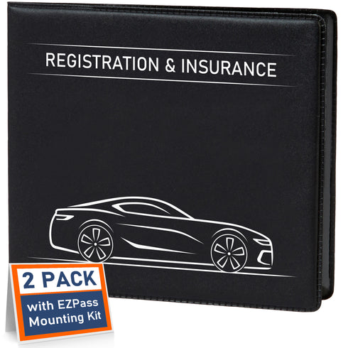 Car Registration and Insurance Holder, Car Document Holder, Vehicle Registration and Insurance Card Holder, Wallet for Auto, Trailer, Motorcycle, Truck, Vehicle Paperwork Organizer (2 Pack)